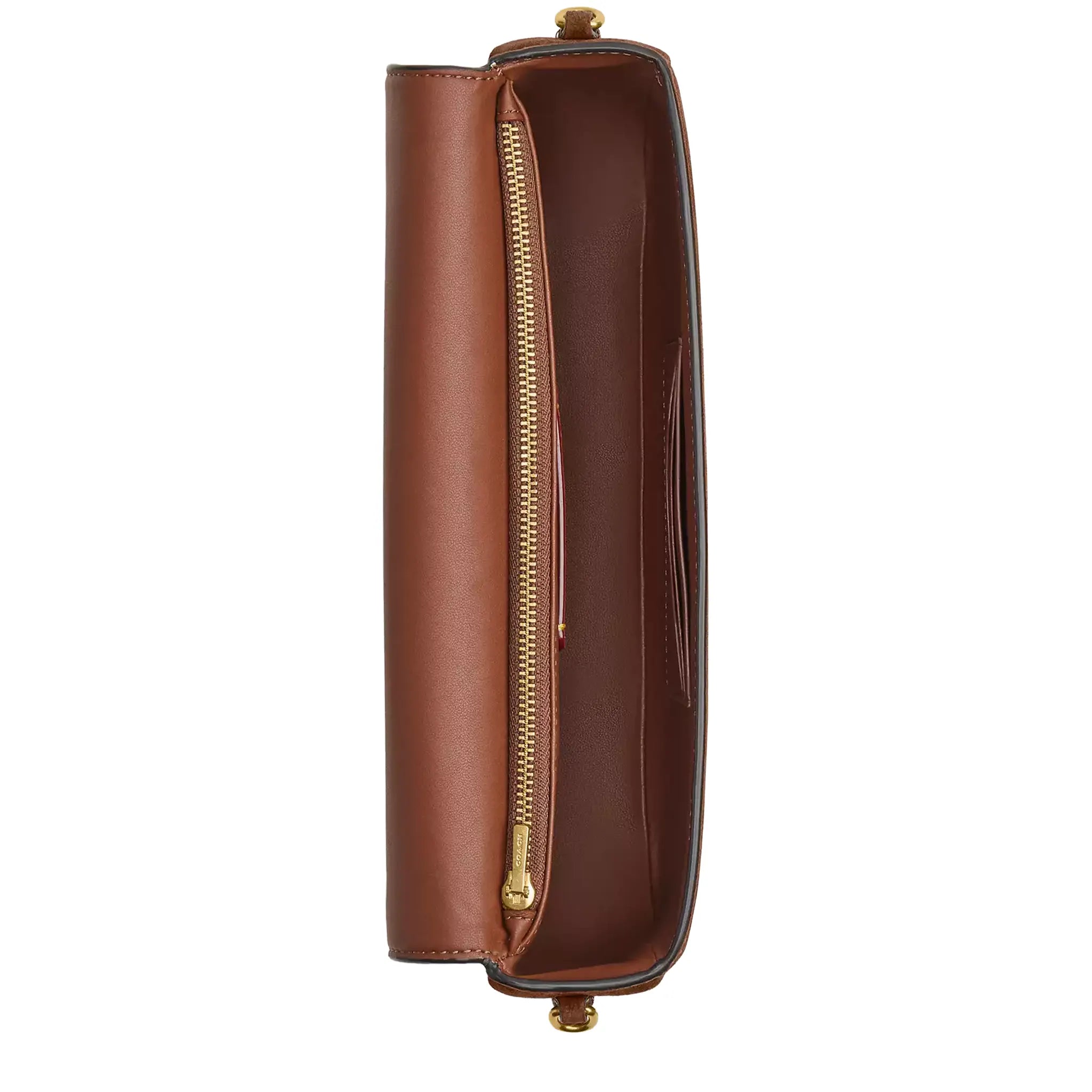 Inside View of Coach Brook Flap Chain Warm Brown Bag